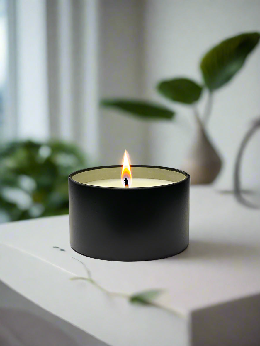 Byrnewood Bush retreat handcrafted scented soy wax candle with a natural cotton wick, housed in a medium-size tin – clean-burning, travel-friendly, and made on the Gold Coast, Australia for a beautifully fragranced experience.