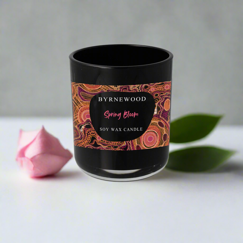 Byrnewood handcrafted scented soy wax candle in a luxury glass vessel, made on the Gold Coast, Australia – eco-friendly, clean-burning, and beautifully fragranced.