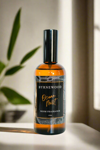 Byrnewood Ocean Mist  large high-quality room spray in an elegant glass bottle with fine mist atomiser – infused with Australian-inspired scents and handcrafted on the Gold Coast for a luxurious home fragrance experience.